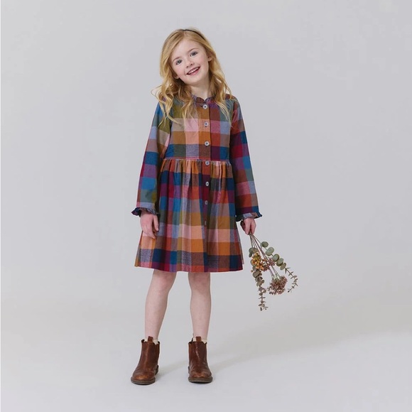 Pink Chicken Girls Autumn Dress - Harvest Check - Picture 2 of 4